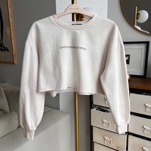Zara raw hem cropped sweatshirt